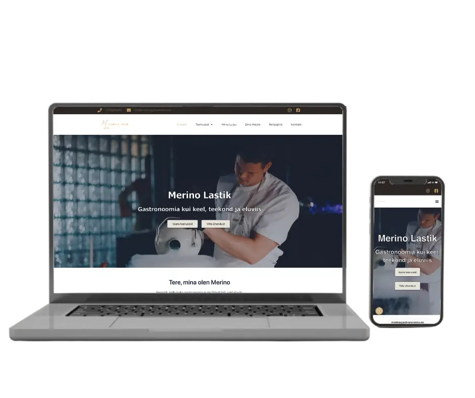 Private Gastronomy Chef WordPress website showing his services and contact form