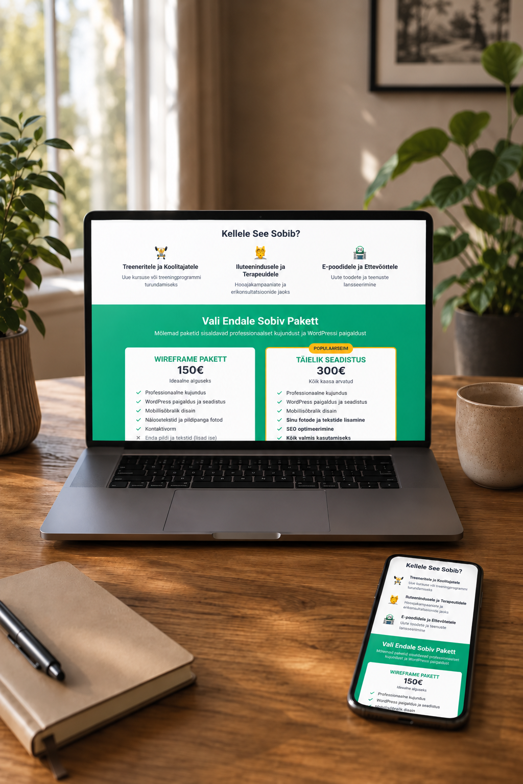 Landing page design